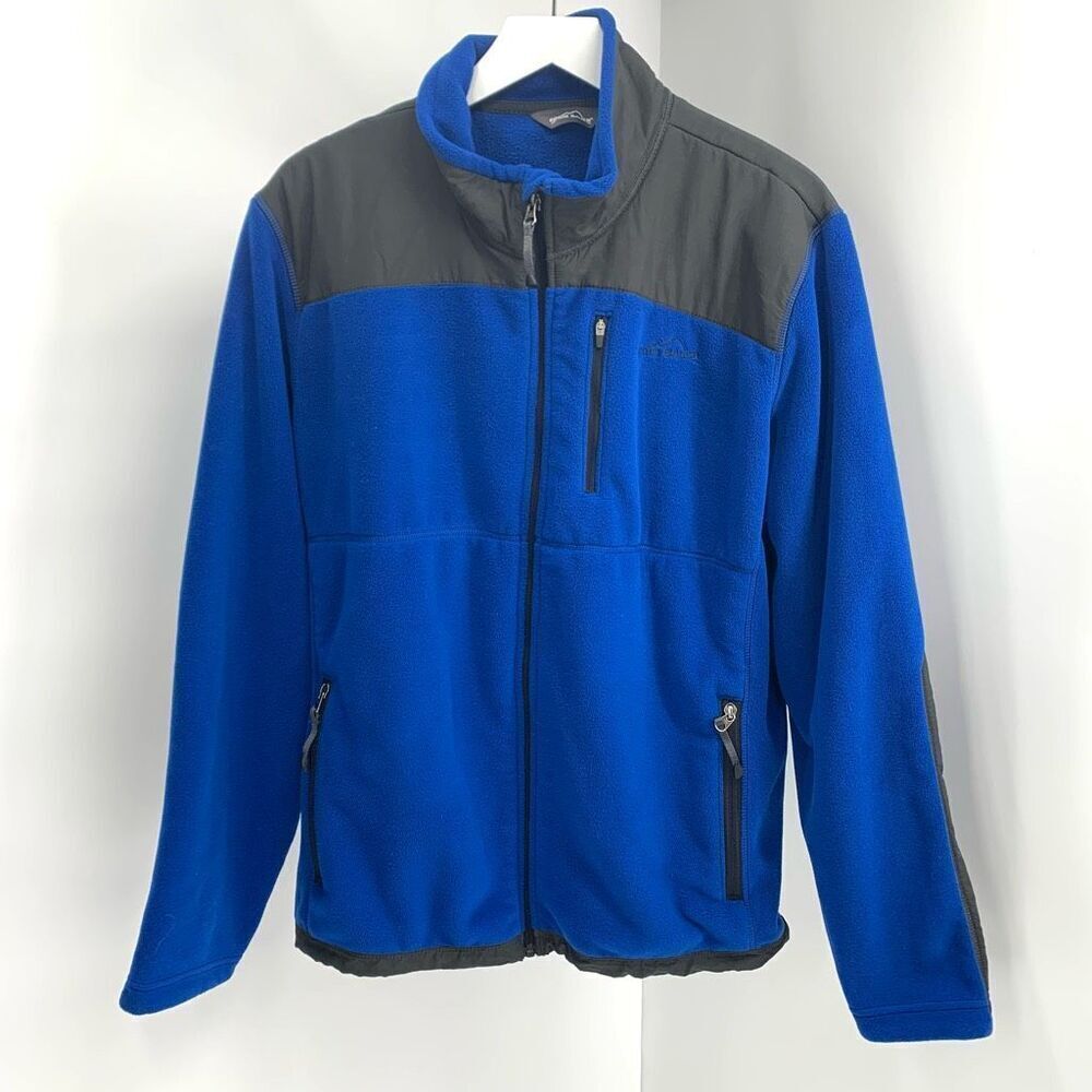 Eddie Bauer polarteck blue fleece cardigan jacket full zip sz xl mens